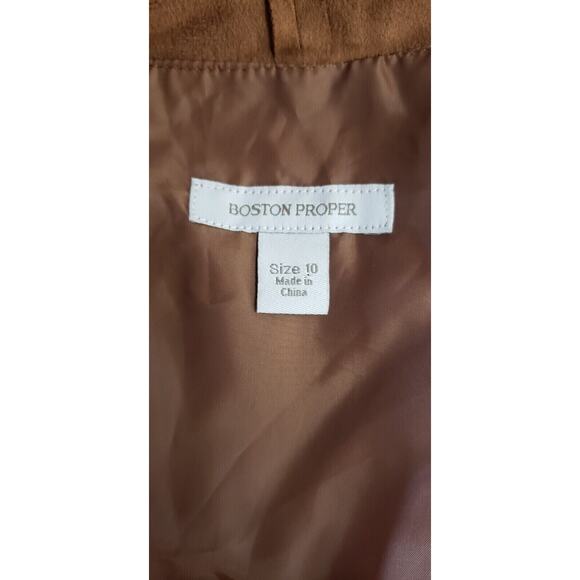 Boston Proper Womens Boho Folk Faux Suede Cropped Jacket Size 10 Tan Brown Indie - Picture 3 of 9